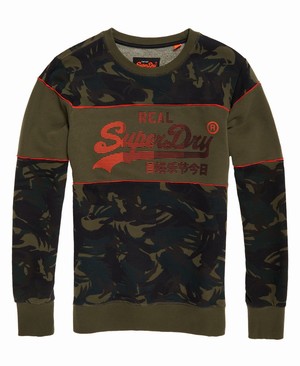 Superdry Vintage Logo Camo Panel Férfi Ugró Olivazöld | GAVJK3178